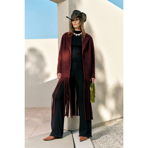 Simon Miller Vero Fringe Coat in Bordeaux | Coats | Coveti