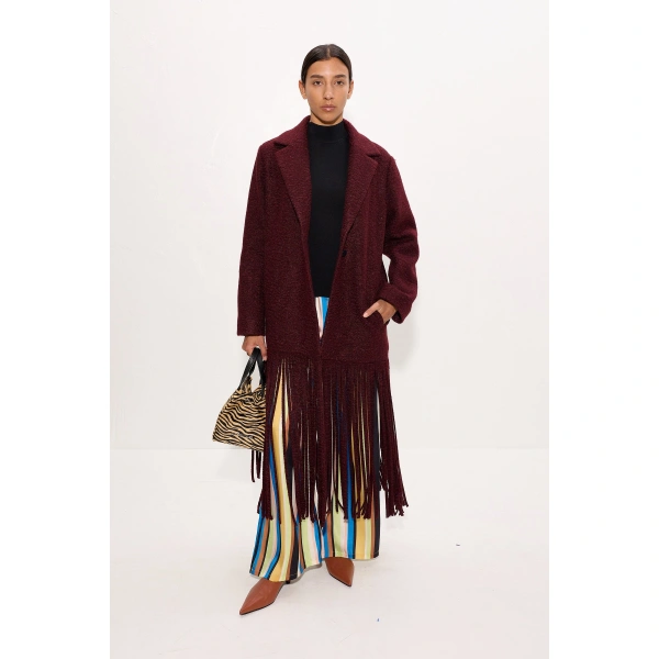 Simon Miller Vero Fringe Coat in Bordeaux | Coats | Coveti
