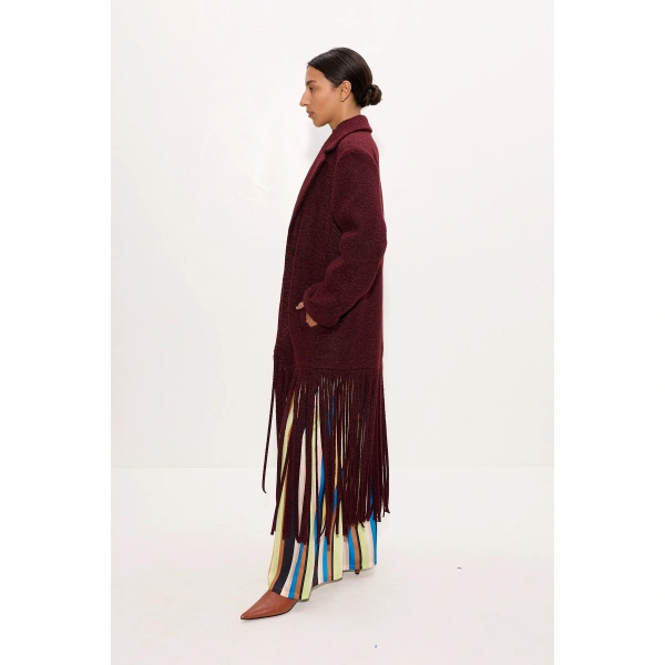 Simon Miller Vero Fringe Coat in Bordeaux | Coats | Coveti