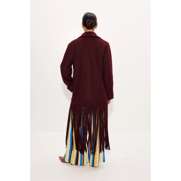 Simon Miller Vero Fringe Coat in Bordeaux | Coats | Coveti