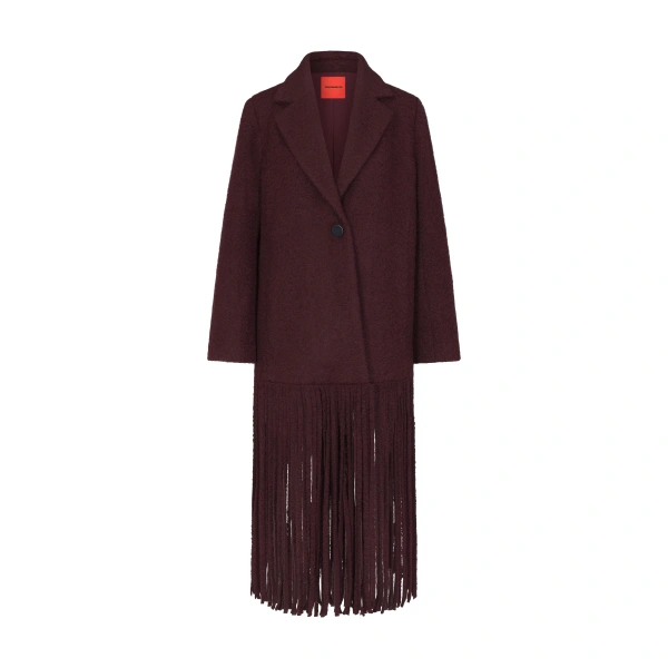 Simon Miller Vero Fringe Coat in Bordeaux | Coats | Coveti