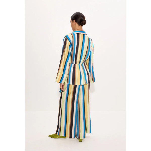 Simon Miller Vietta Twill Top in Ocean Stripe | Long Sleeve Tops | Coveti