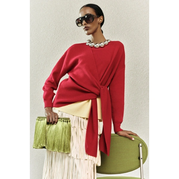 Simon Miller Vista Merino Blend Sweater in Butter and Classic Red | Sweaters | Coveti