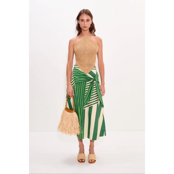 Simon Miller Vita Wrap Skirt in Green Stripe Combo | Wrap Skirts | Coveti