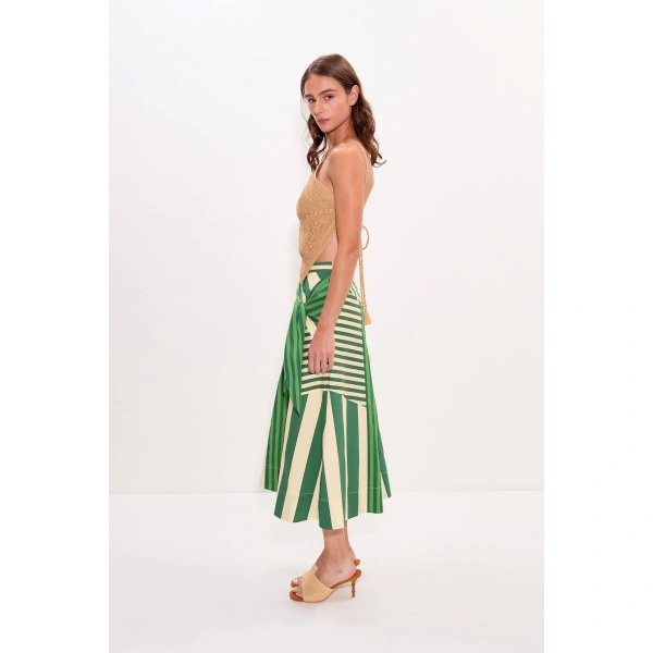 Simon Miller Vita Wrap Skirt in Green Stripe Combo | Wrap Skirts | Coveti
