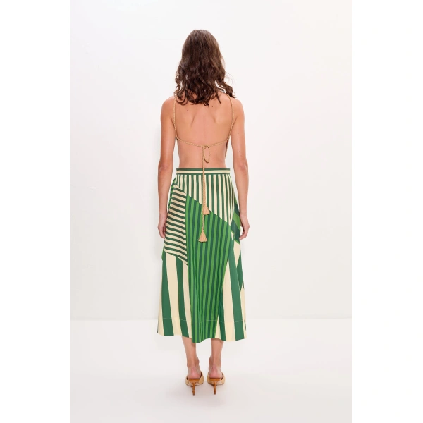Simon Miller Vita Wrap Skirt in Green Stripe Combo | Wrap Skirts | Coveti