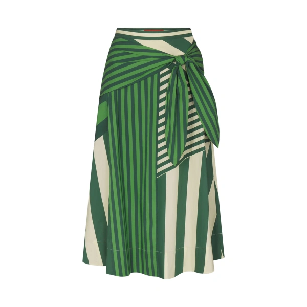 Vita Wrap Skirt in Green Stripe Combo