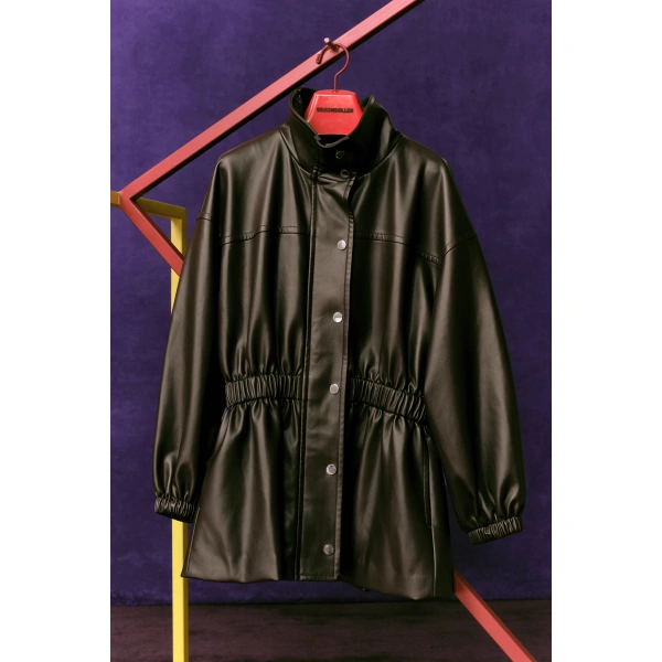 Simon Miller Yara Vegan Leather Jacket in Dark Choco Brown | Leather Jackets | Coveti