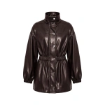 Simon Miller Yara Vegan Leather Jacket in Dark Choco Brown | Leather Jackets | Coveti