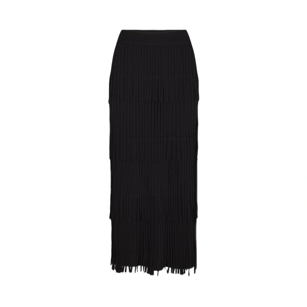 Za Za Knit Fringe Skirt in Black