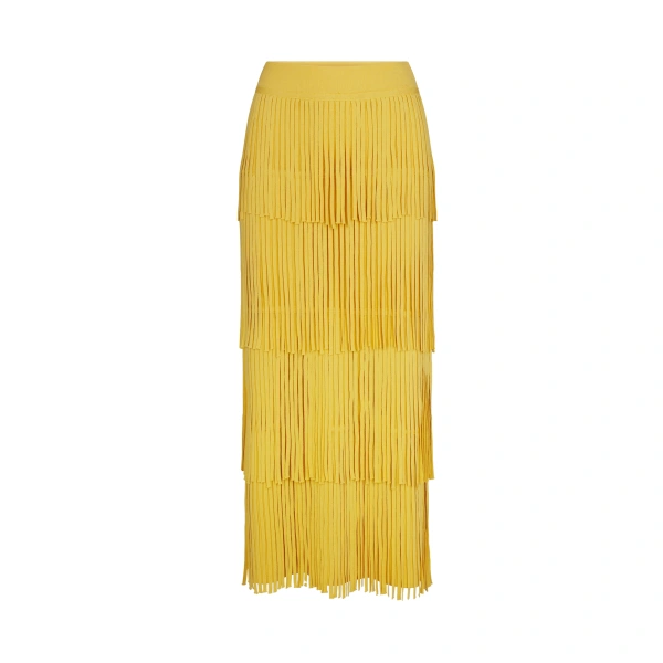 Za Za Knit Fringe Skirt in Butter