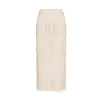Simon Miller Za Za Knit Fringe Skirt in Ivory | Midi Skirts | Coveti