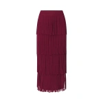 Simon Miller Za Za Knit Fringe Skirt in Pomegranate | Midi Skirts | Coveti