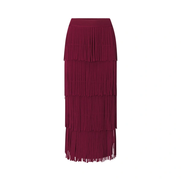 Za Za Knit Fringe Skirt in Pomegranate