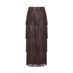 Simon Miller Za Za Vegan Leather Fringe Skirt in Dark Choco Brown | Leather Skirts | Coveti