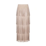 Simon Miller Za Za Vegan Leather Fringe Skirt in Ecru | Leather Skirts | Coveti