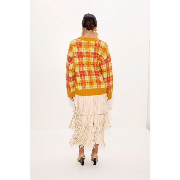Simon Miller Za Za Vegan Leather Fringe Skirt in Ecru | Leather Skirts | Coveti
