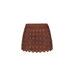 Simon Miller Zera Crochet Mini Skirt in Copper and Choco Brown | Mini Skirts | Coveti