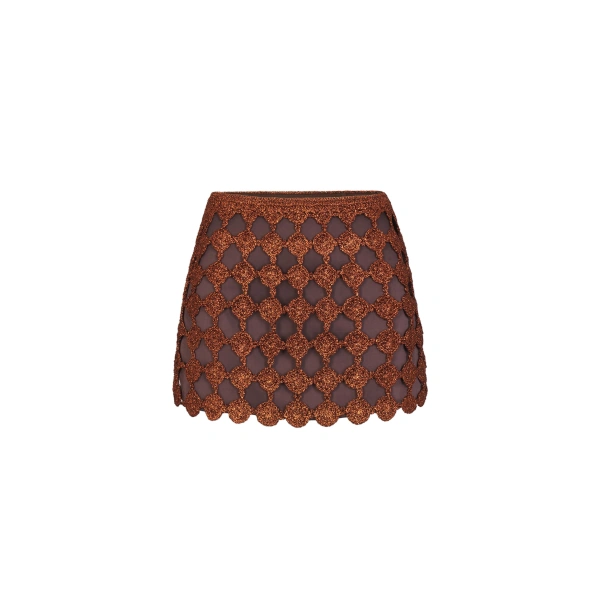 Zera Crochet Mini Skirt in Copper and Choco Brown
