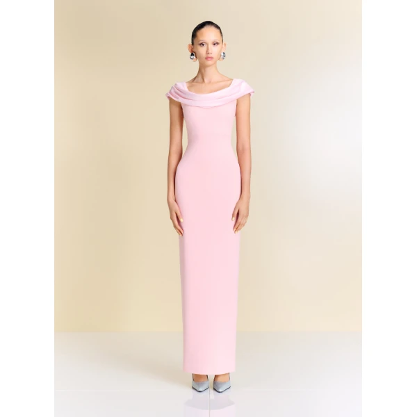 Solace London The Adele Maxi Dress in Pale Pink