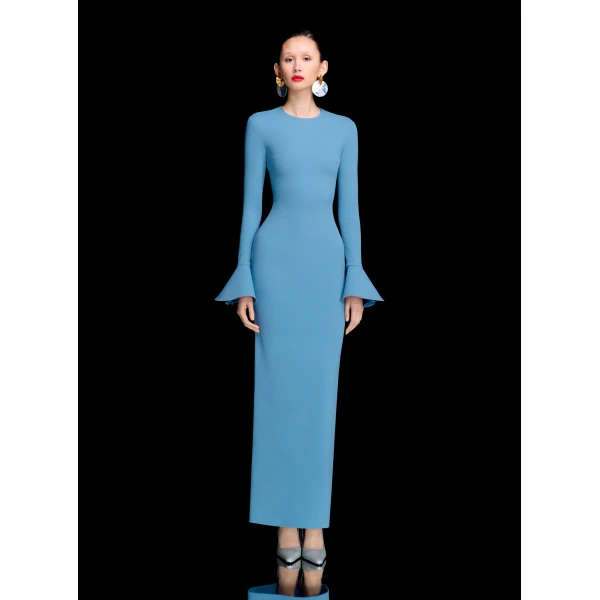 Solace London The Alicia Maxi Dress in Slate Blue