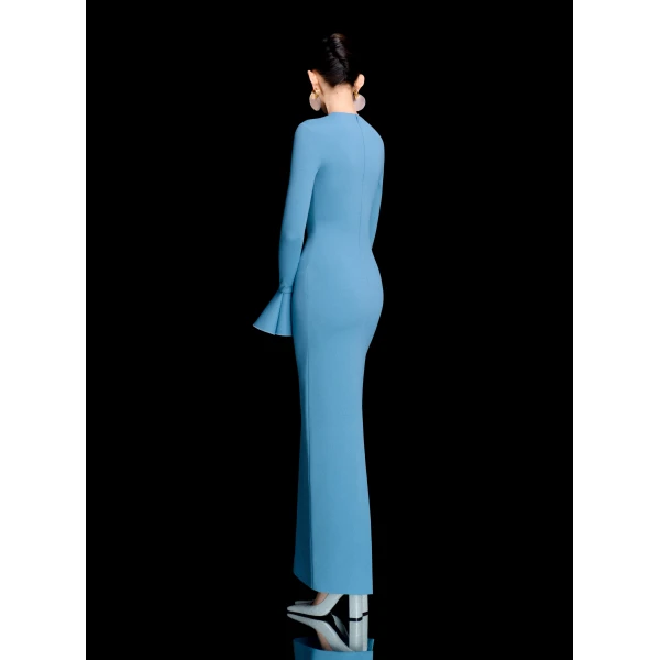 Solace London The Alicia Maxi Dress in Slate Blue