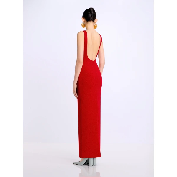 Solace London The Aneila Maxi Dress in Crimson Red