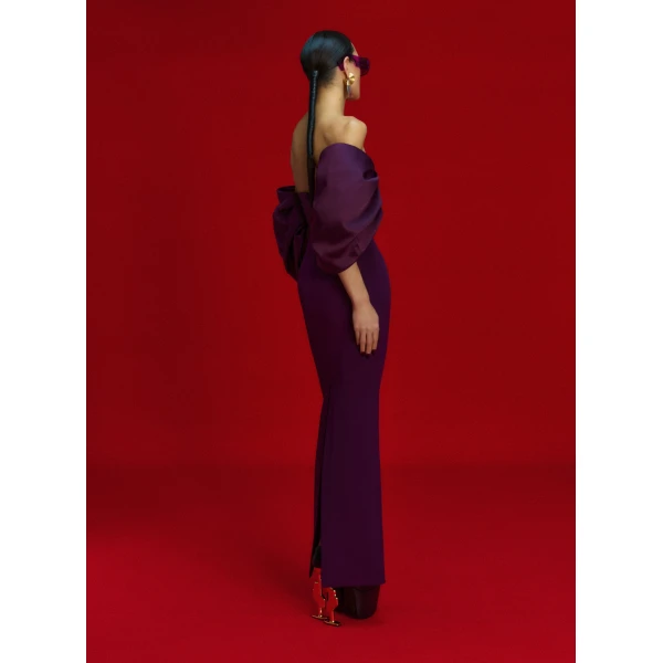 Solace London The Arla Maxi Dress in Aubergine