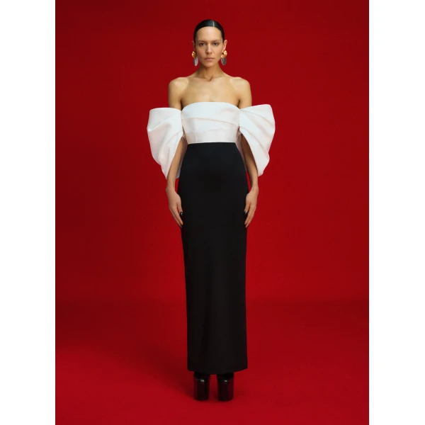 Solace London The Arla Maxi Dress in Cream and Black