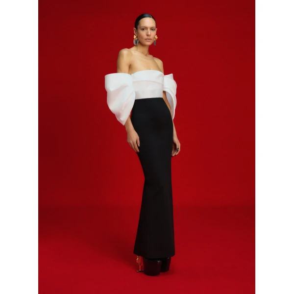 Solace London The Arla Maxi Dress in Cream and Black