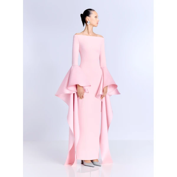 Solace London The Astria Maxi Dress in Pale Pink