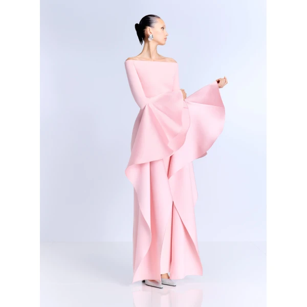 Solace London The Astria Maxi Dress in Pale Pink