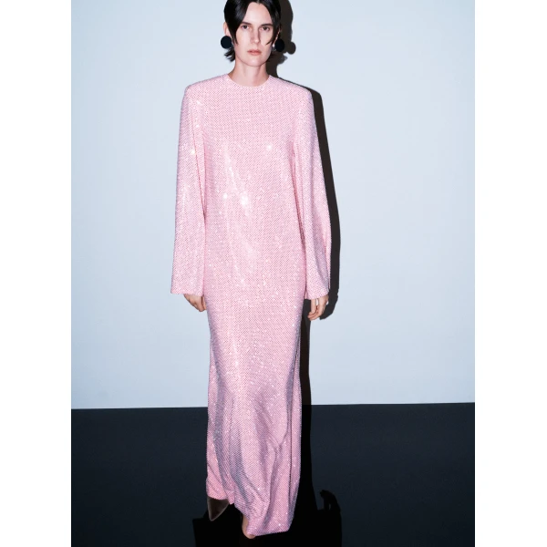 Solace London The Delano Maxi Dress in Soft Pink