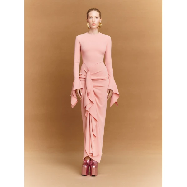 Solace London The Della Maxi Dress in Putty Pink