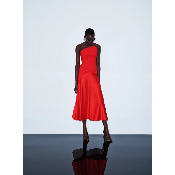 Solace London The Edison Midi Dress in Red