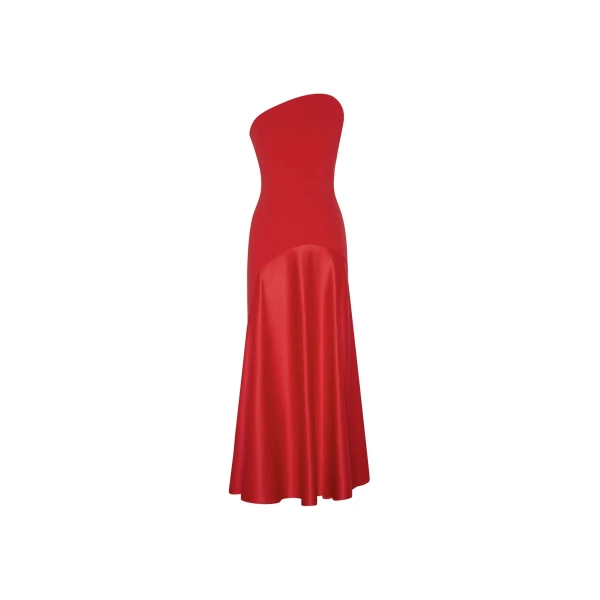 Solace London The Edison Midi Dress in Red | Midi Dresses | Coveti