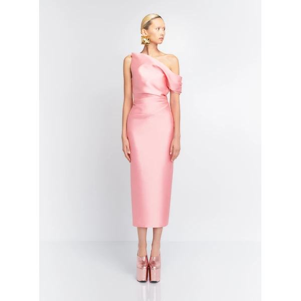 Solace London The Ellison Midi Dress in Powder Pink