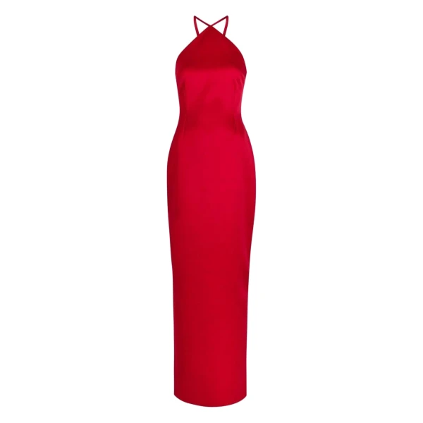 Solace London The Fern Maxi Dress in Crimson Red | Maxi Dresses | Coveti