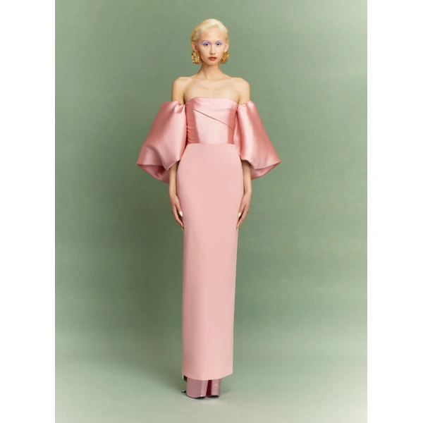 Solace London The Floris Maxi Dress in Putty Pink