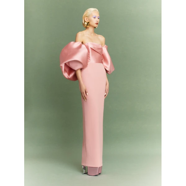 Solace London The Floris Maxi Dress in Putty Pink