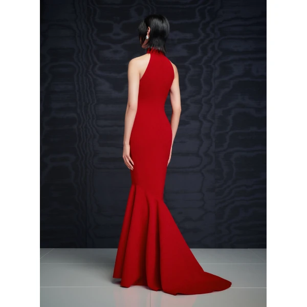 Solace London The Kerra Maxi Dress in Crimson Red