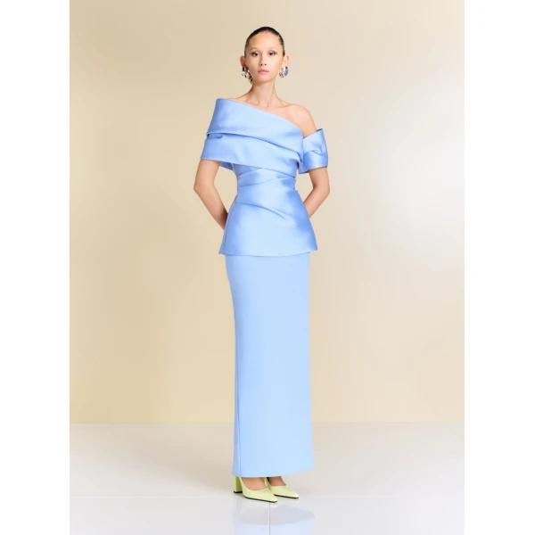 Solace London The Lucine Maxi Dress in Light Blue