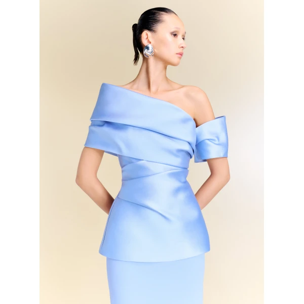 Solace London The Lucine Maxi Dress in Light Blue