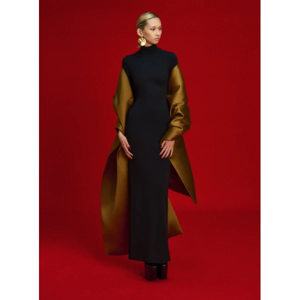 Solace London The Lyana Maxi Dress in Gold and Black