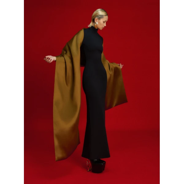 Solace London The Lyana Maxi Dress in Gold and Black