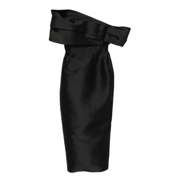 Solace London The Mirla Midaxi Dress in Black | Midi Dresses | Coveti