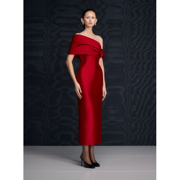 Solace London The Mirla Midaxi Dress in Crimson Red