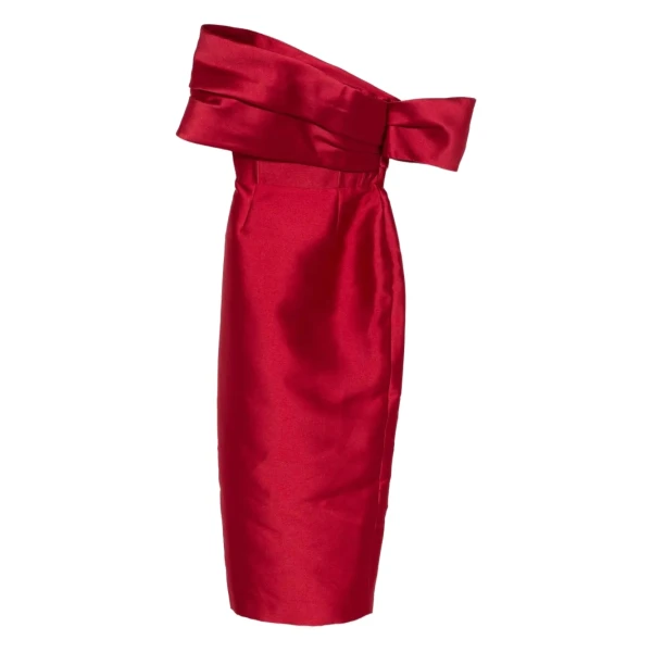 Solace London The Mirla Midaxi Dress in Crimson Red | Midi Dresses | Coveti