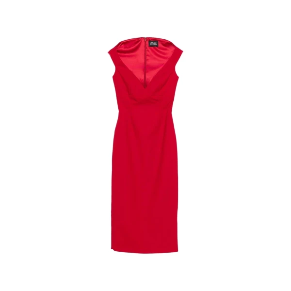 Solace London The Monica Midi Dress in Crimson Red | Midi Dresses | Coveti