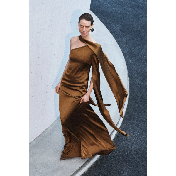 Solace London The Newman Maxi Dress in Gold